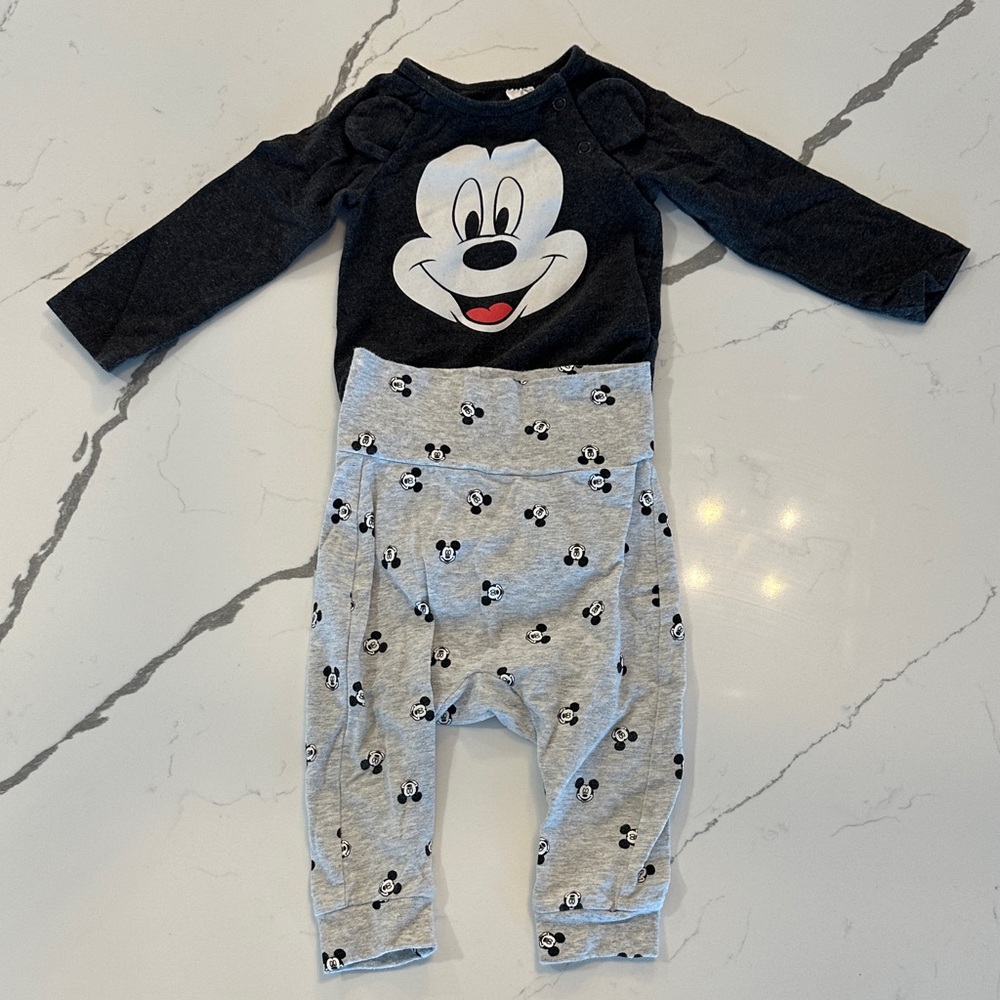 H&M Organic Cotton Baby Outfit - Dark Gray